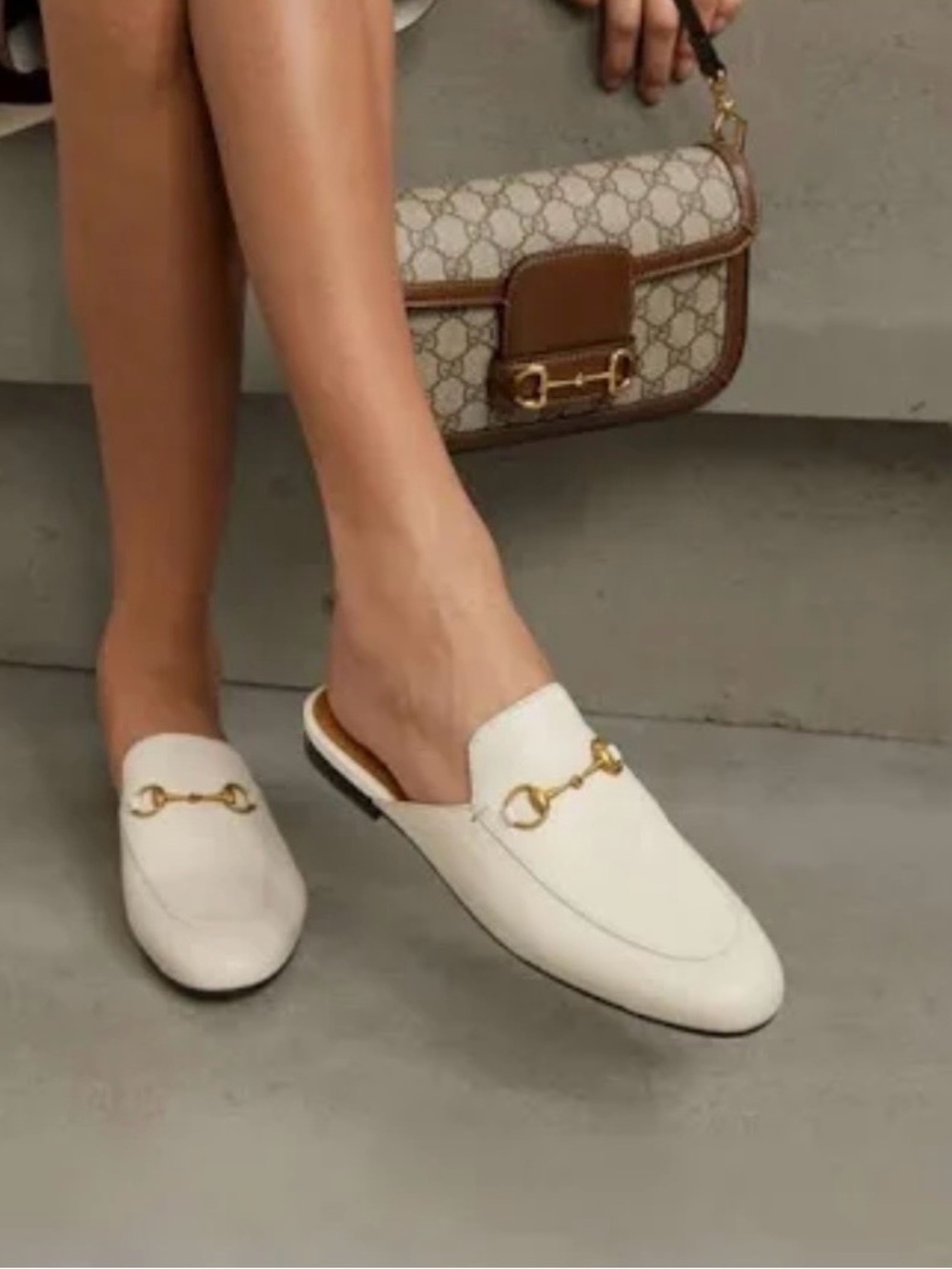 Gucci Cream Leather Slip-On Mules